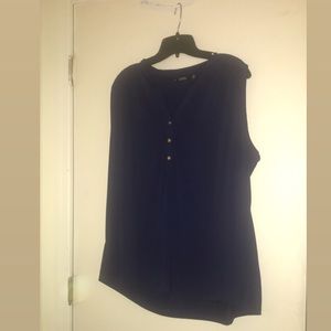 Navy blue button down sleeveless top